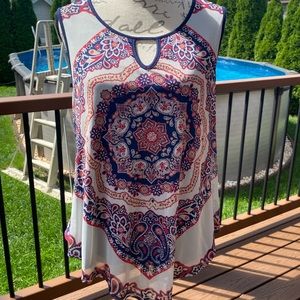 NWT DRESS BARN SLEEVELESS SHEER TOP WITH UNDERLAY